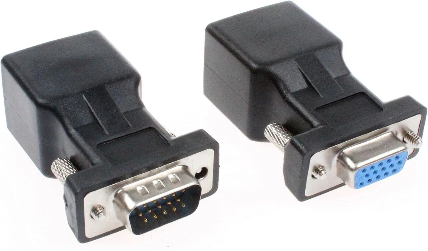 آداپتور VGA به RJ45 نویتو، تبدیل کننده VGA 15 پین به RJ45 نر و ماده، پشتیبانی از انتقال HD آنالوگ 720P 1080I 1080P (بسته 2 عددی) (1 نر + 1 ماده)