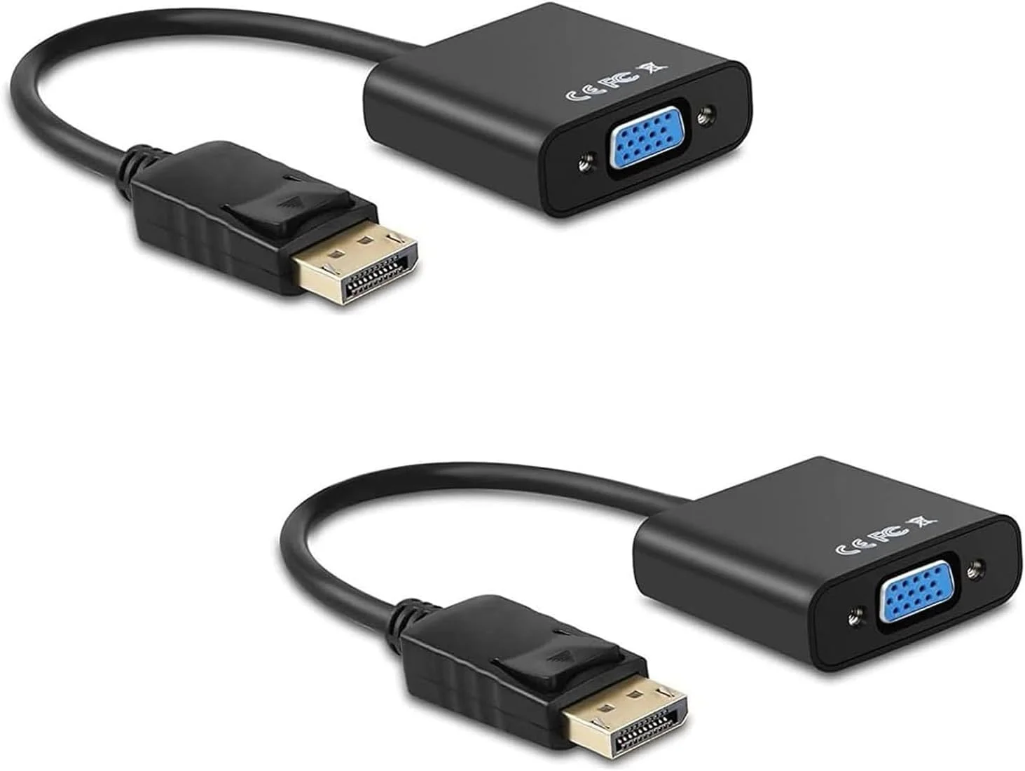 آداپتور DisplayPort به VGA، بسته 2 عددی، مبدل DisplayPort DP به VGA با روکش طلا (نر به ماده) برای کامپیوتر، دسکتاپ، لپ تاپ، رایانه شخصی، مانیتور، پروژکتور، تلویزیون های HD