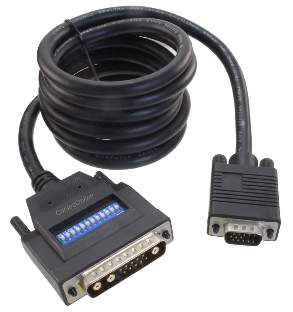 کابل مانیتور 6 فوتی 13W3 نر به SVGA (HD15) نر (SunMicro) با 12 سوئیچ DIP، W3-606