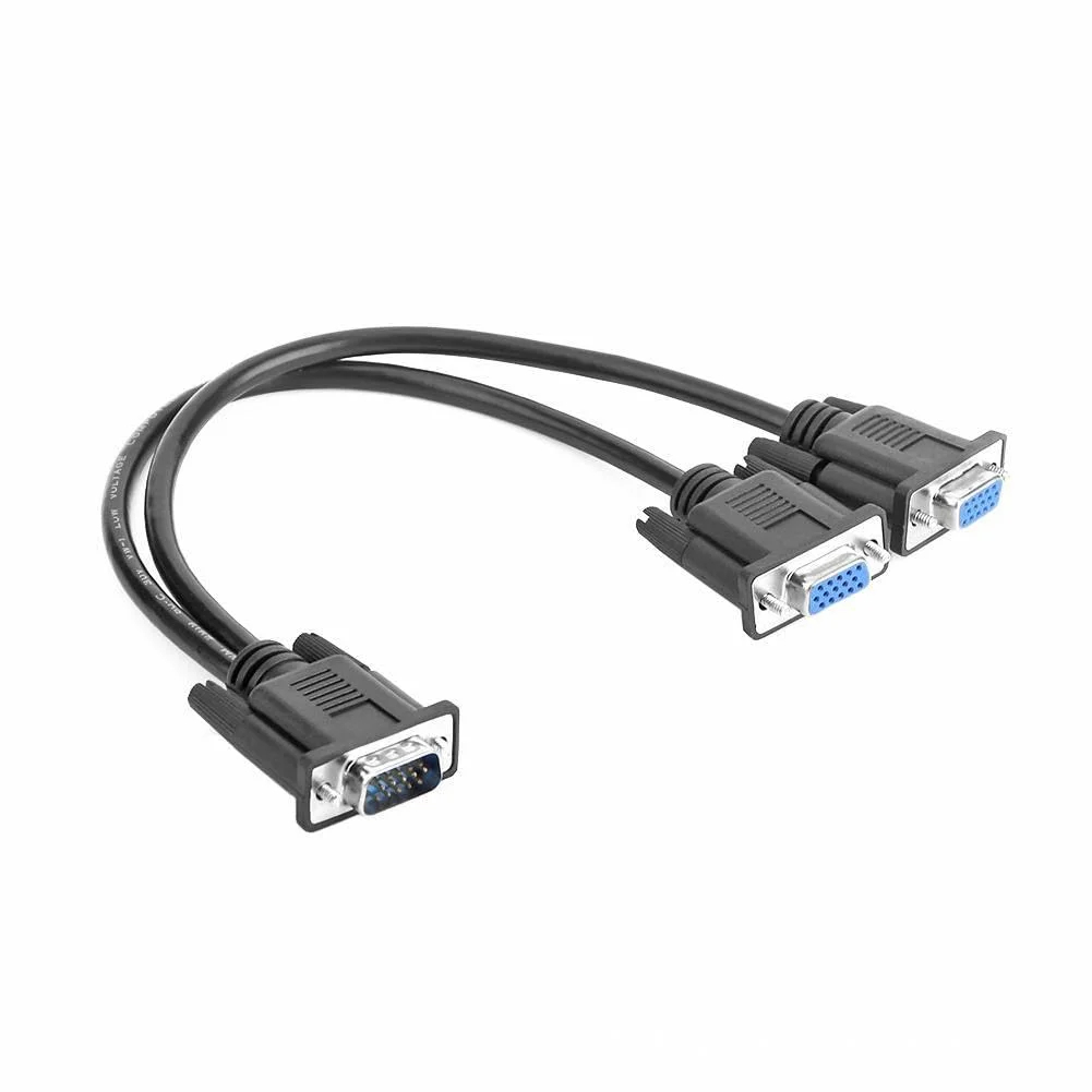 کابل تبدیل VGA یک به دو، کابل آداپتور VGA نر به VGA ماده برای تکثیر صفحه نمایش - 30 سانتی متر، مشکی (بدون توسعه صفحه نمایش)