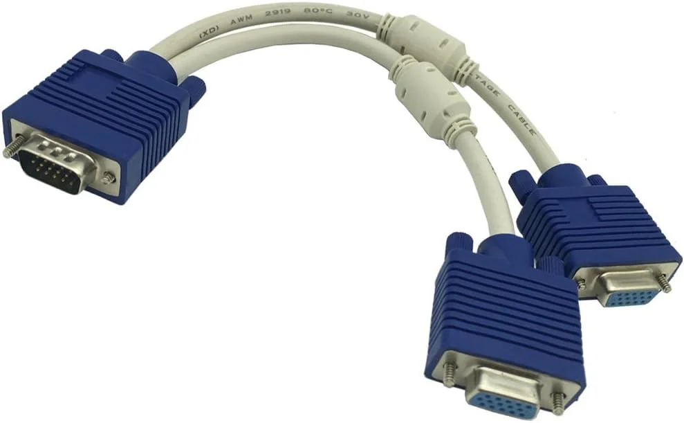 کابل تبدیل یک کامپیوتر به دو مانیتور VGA، کابل Y اسپلیتر ویدیو، 15 پین، دو پورت VGA نر به ماده