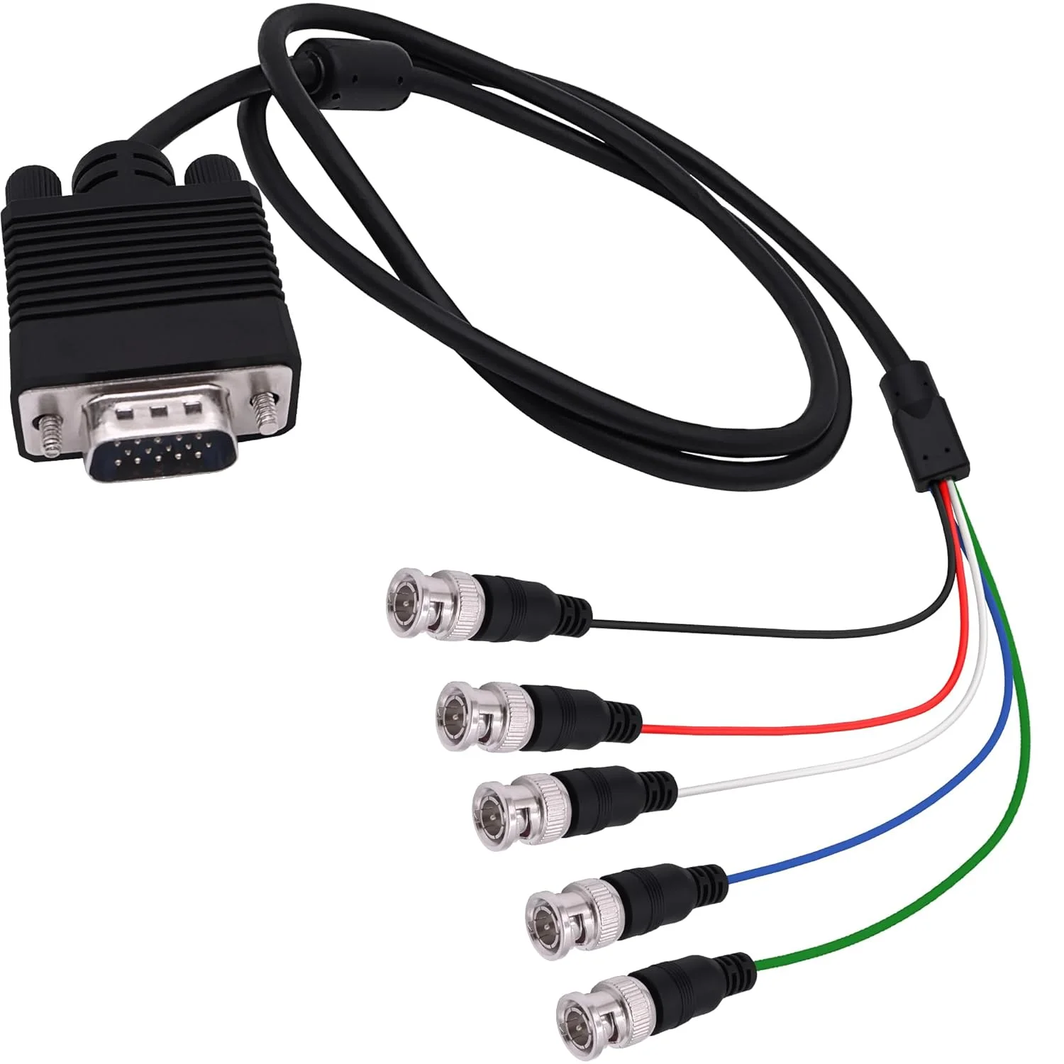 کابل تبدیل VGA به BNC مدل HD15 VGA به 5 BNC نر به نر RGBHV کابل خروجی کواکسیال مانیتور برای HDTV PC پروژکتور کابل تبدیل ویدیو صفحه نمایش بزرگ - 1.5 متر