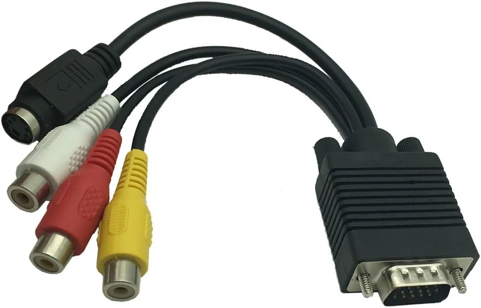 کابل تبدیل VGA به RCA مدل DONG، کابل تبدیل VGA به خروجی تلویزیون S-Video AV با فیش مادگی RCA