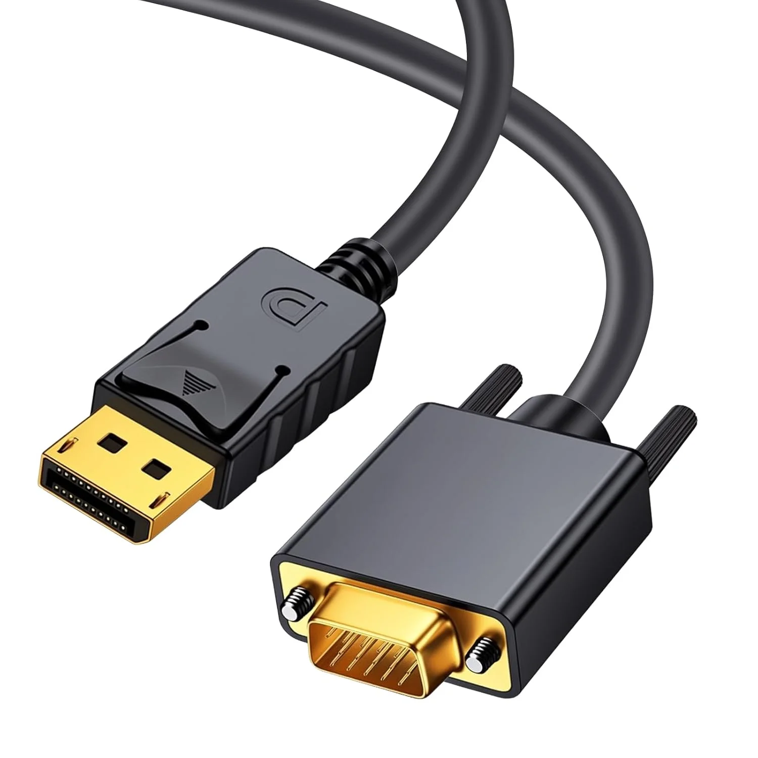 کابل DisplayPort به VGA داتک 1.8 متری، آداپتور DisplayPort به VGA با روکش طلا 1080P@60Hz برای مانیتور، لپ تاپ، کامپیوتر، تلویزیون، پروژکتور (غیر دو طرفه)