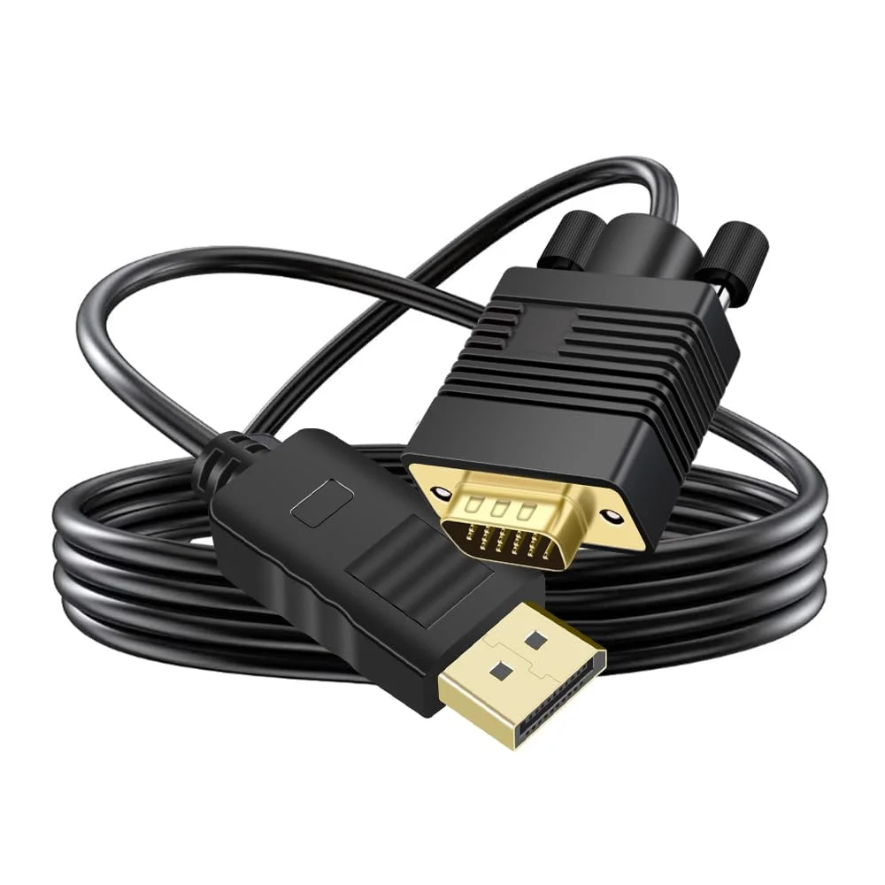 کابل DisplayPort به VGA، آداپتور DisplayPort به VGA نر به نر با روکش طلا برای کامپیوتر، لپ تاپ، PC، مانیتور، تلویزیون، پروژکتور (4.5 متر)