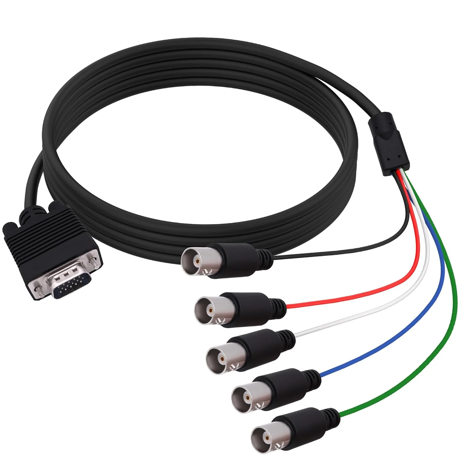 کابل تبدیل سیگنال ویدئویی VGA به 5BNC مدل HD 15 VGA Male به 5 BNC Female RGBHV کابل کواکسیال مانیتور برای HDTV PC پروژکتور کابل تبدیل ویدئو صفحه نمایش بزرگ - 1.5 متر