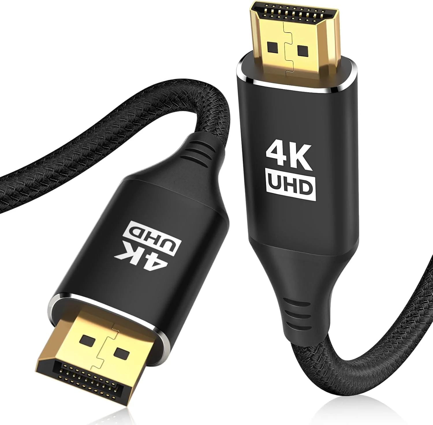 کابل DisplayPort به HDMI 4K طول 25 فوت، [بدنه آلومینیومی، بافته شده با نایلون] سرعت بالا (1440P 60Hz، 1080P 120Hz) کابل یک طرفه DP به HDMI سازگار با Dell، HP، Insignia، Samsung