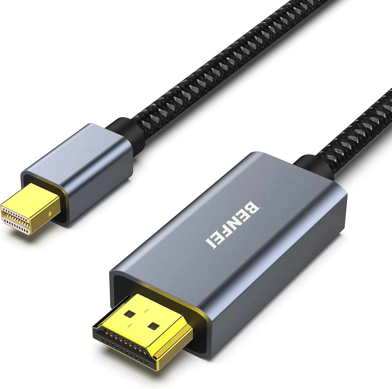 کابل مینی دیسپلی پورت به HDMI بنفی به طول 6 فوت [4K@30Hz، بدنه آلومینیومی، روکش نایلونی بافته شده] سازگار با مک بوک ایر/پرو، مایکروسافت سرفیس پرو/داک، مانیتور، پروژکتور و غیره