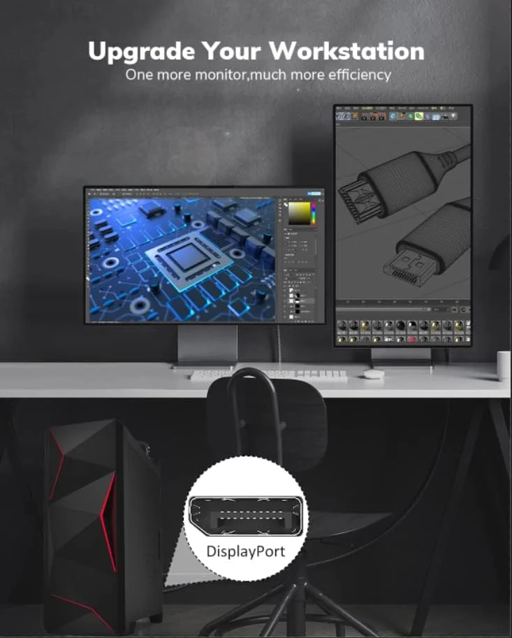 کابل DisplayPort به HDMI 4K طول 25 فوت، [بدنه آلومینیومی، بافته شده با نایلون] سرعت بالا (1440P 60Hz، 1080P 120Hz) کابل یک طرفه DP به HDMI سازگار با Dell، HP، Insignia، Samsung