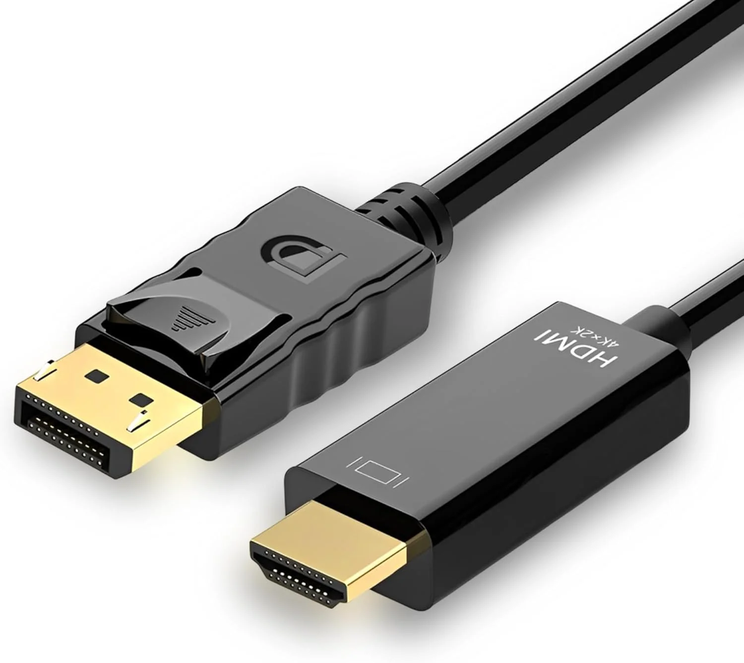 کابل DisplayPort به HDMI با کیفیت 4K و نرخ 60 هرتز، طول 1.8 متر، انتقال یک طرفه از DisplayPort به HDMI برای لپ تاپ، کامپیوتر، مانیتور، تلویزیون، کارت گرافیک NVIDIA و AMD - رنگ مشکی