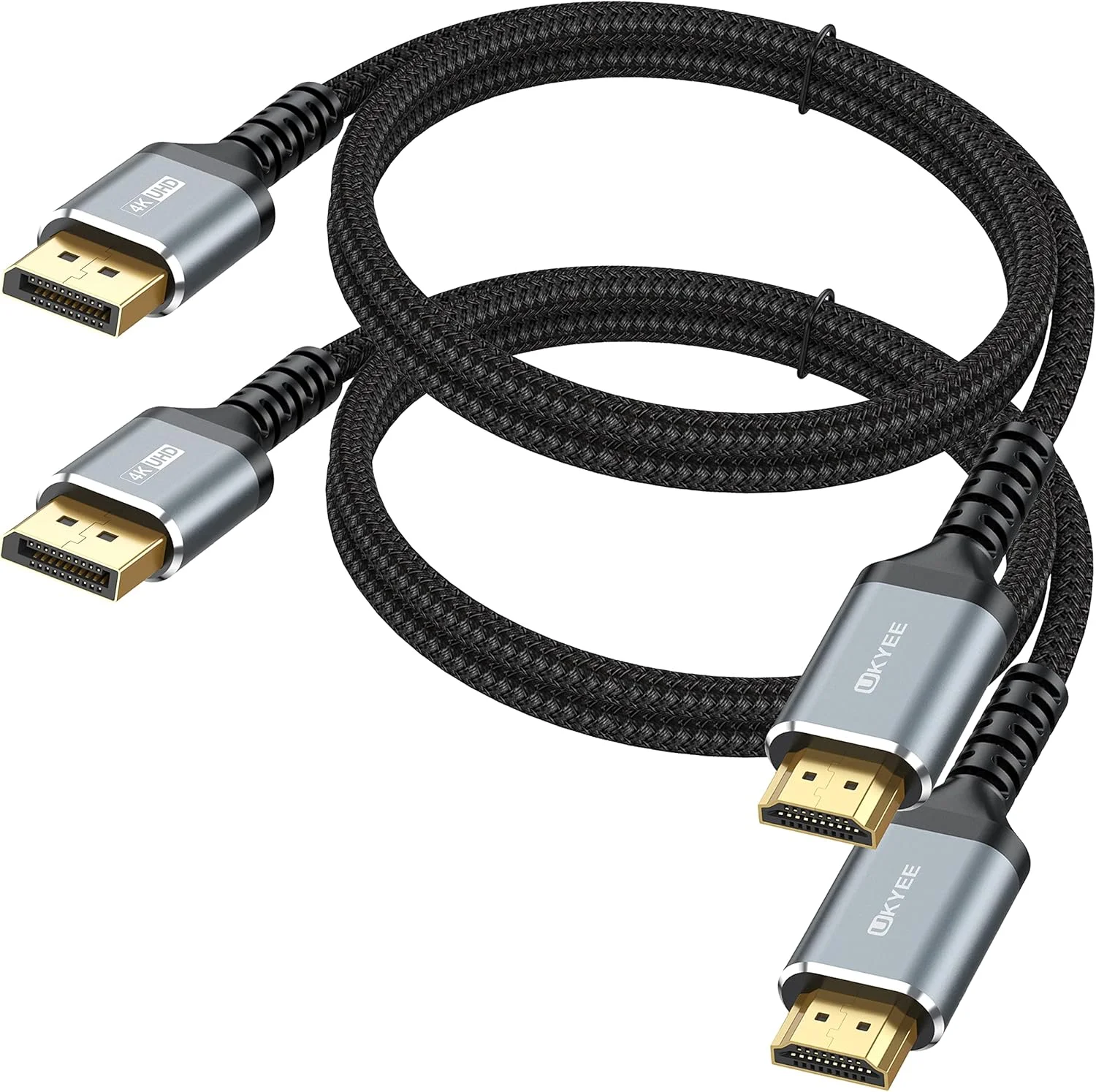 کابل DisplayPort به HDMI 4K طول 6 فوت، بسته 2 عددی، کابل Display Port DP به HDMI طول 6 فوت 3840 X 2160P نر به نر برای اتصال لپتاپ و کامپیوتر به تلویزیون HD، مانیتور، پروژکتور با پورت HDMI - خاکستری کابل DisplayPort به HDMI 4K طول 6 فوت، بسته 2 عددی، کابل Display Port DP به HDMI طول 6 فوت 3840 X 2160P نر به نر برای اتصال لپتاپ و کامپیوتر به تلویزیون HD، مانیتور، پروژکتور با پورت HDMI - خاکستری