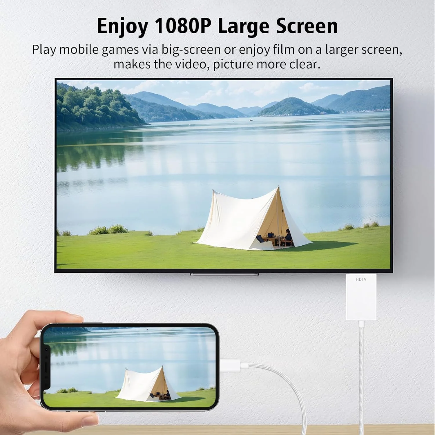 آداپتور کابل HD آیفون به تلویزیون، نسخه 2 متری، آداپتور AV دیجیتال ویدئویی HD 1080P، اتصال همگام سازی صفحه نمایش سازگار با آیفون 14، 13، 12، 11، خروجی مانیتور تلویزیون پروژکتور