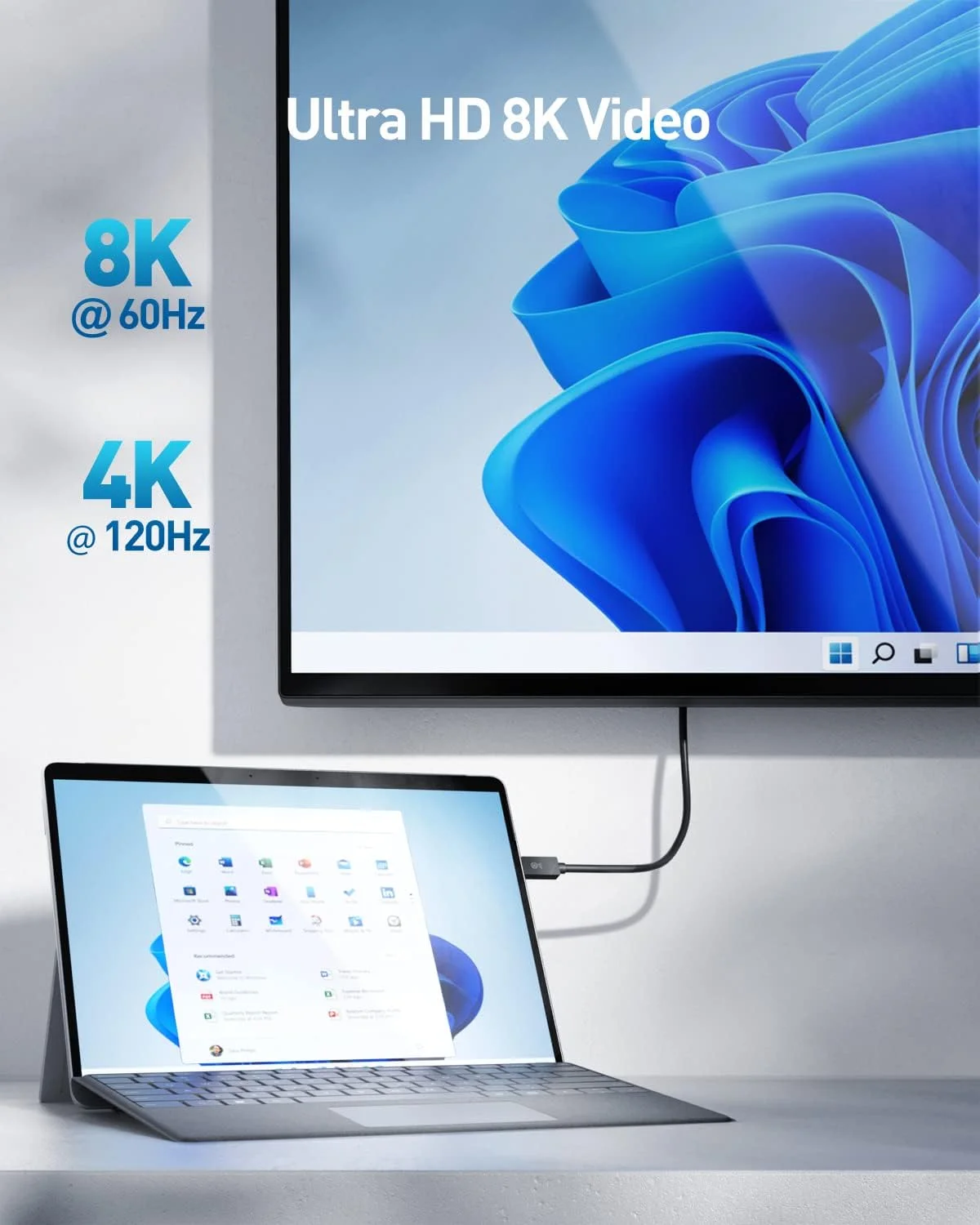 کابل USB-C به HDMI کیبل مترز 1.8 متری (6 فوت) با سرعت 48 گیگابیت بر ثانیه - پشتیبانی از HDR 4K 120Hz و 8K 60Hz - سازگار با پورت های USB4، Thunderbolt 3 و Thunderbolt 4 [طراحی شده برای Microsoft Surface]