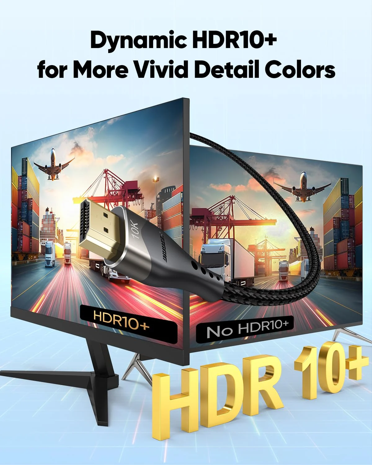 کابل HDMI 2.1 ده فوتی 10K 8K، کابل HDMI با سرعت فوق العاده بالا (48 گیگابیت بر ثانیه، 8K@60Hz، 4K@144Hz/120Hz) HDCP 2.2&2.3، DTS:X، 3D، eARC، HDR10 برای PS5، Roku TV، مانیتور، پروژکتور