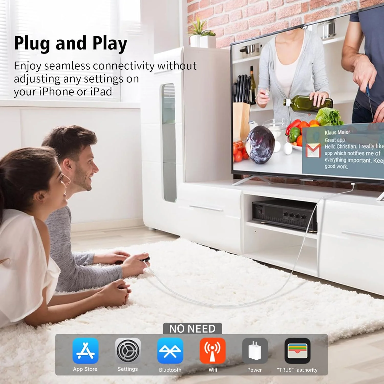 آداپتور کابل HD آیفون به تلویزیون، نسخه 2 متری، آداپتور AV دیجیتال ویدئویی HD 1080P، اتصال همگام سازی صفحه نمایش سازگار با آیفون 14، 13، 12، 11، خروجی مانیتور تلویزیون پروژکتور