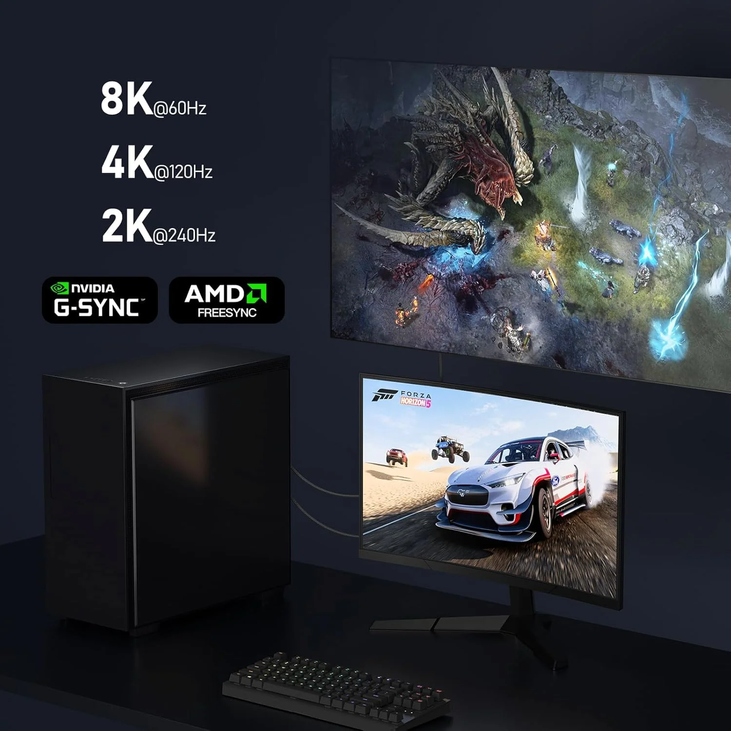 کابل Mini DisplayPort به HDMI طول 1.8 متر - 8K@60Hz 4K@120Hz یک طرفه Mini DP1.4 به HDMI، روکش نایلونی بافته شده، بدنه آلومینیومی، کانکتورهای روکش طلا، سازگار با MacBook iMac Surface Dell Lenovo Laptop PC