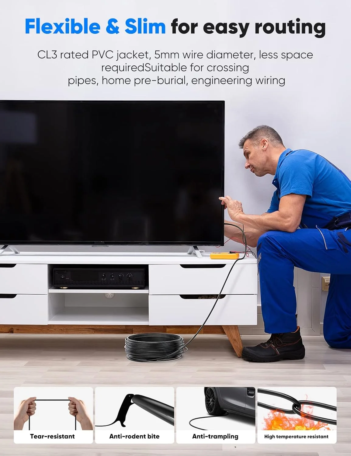 کابل فیبر نوری HDMI هایوینگز 15.24 متری (50 فوت) 8K و 4K، کابل HDMI بلند با استاندارد CL3، سرعت بالا 48 گیگابیت بر ثانیه [8K@60Hz]، HDR دینامیک/eARC/HDCP 2.2&2.3/3D، سازگار با کارت گرافیک و کامپیوتر برای اتصال به نمایشگر