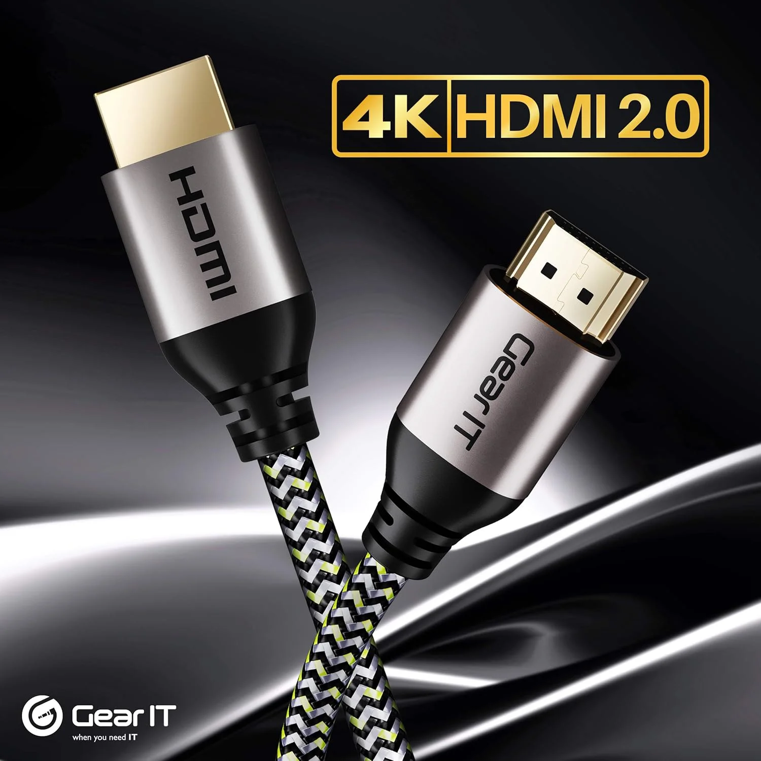 کابل HDMI 4K GEARit، (بسته 5 عددی / 0.22 متر) HDMI 2.0b پرسرعت، 4K 60 هرتز، 3D، ARC، HDCP 2.2، HDR، 18 گیگابیت بر ثانیه - کابل بافته شده نایلونی