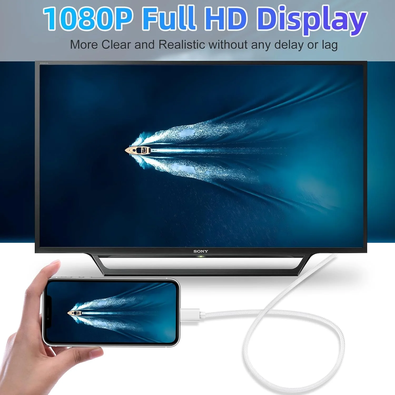 کابل آیفون به HDMI هرفیر، نمایشگر HD با کیفیت 1080P@60Hz، اتصال همگام‌سازی صفحه نمایش برای آیفون 14، 13، 12، 11، X، آیپد به تلویزیون، مانیتور HDTV، پروژکتور، آداپتور دیجیتال AV، اتصال آسان
