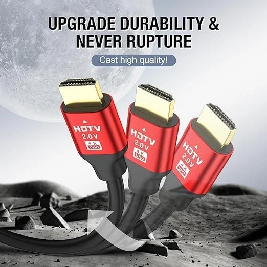کابل HDMI 4K، طول 6 متر، کابل HDMI 2.0 پرسرعت 4K@60Hz 2K@120Hz، کانکتور روکش طلا، 3D ARC HDCP 2.2 & 2.3 برای HDTV/پخش Blu Ray/پروژکتورها/لپ‌تاپ‌ها/PS4/PS5 (قرمز)