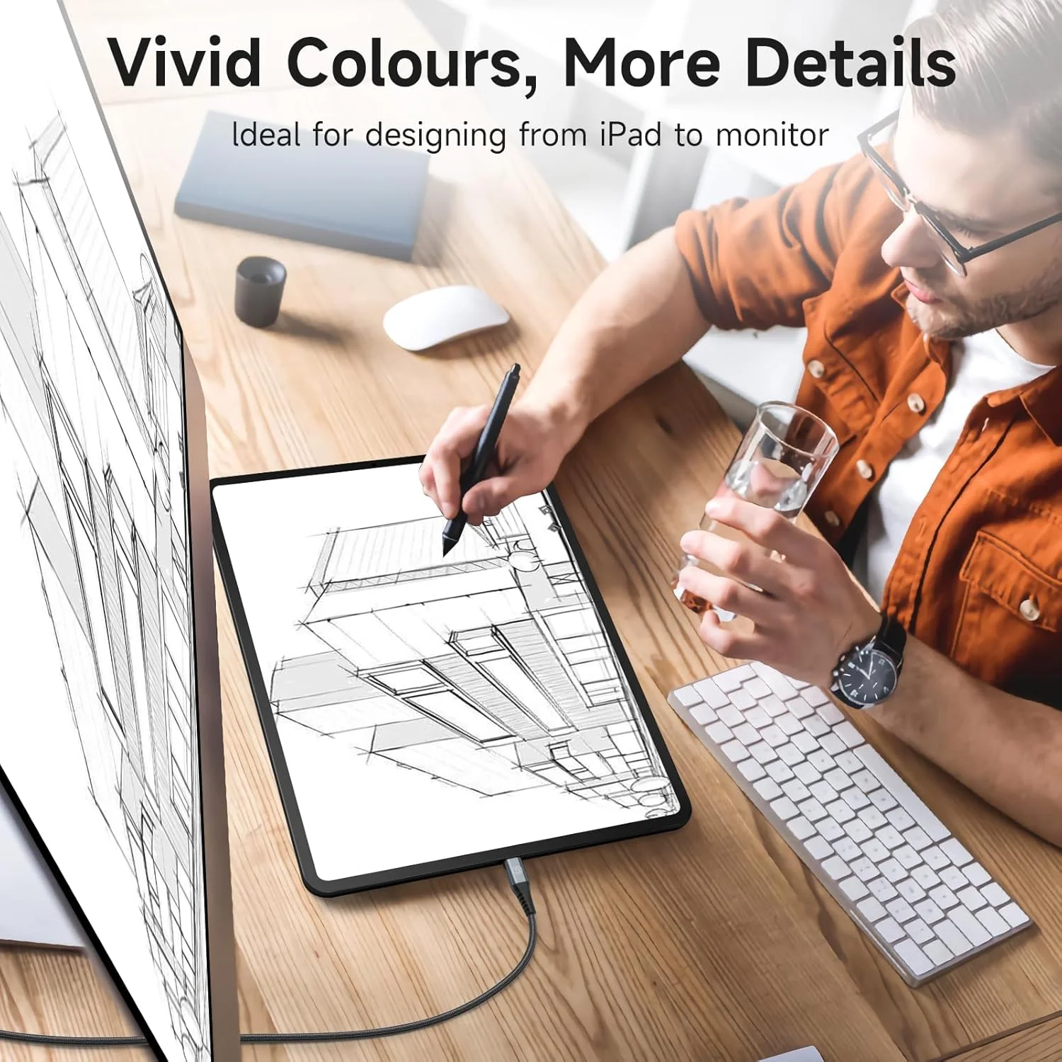 کابل USB C به HDMI طول 2 متر، [4K، سرعت بالا]، کابل USB Type C به HDMI [سازگار با Thunderbolt 3/4] برای iPhone 17 16 15 Pro Max Plus Air، MacBook iPad Pro/Air، Samsung S25 S24 S23 S22 S21 Surface Switch