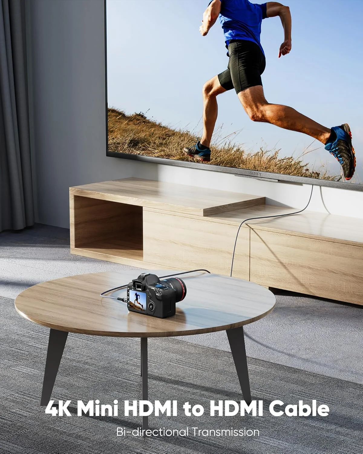 کابل مینی HDMI به HDMI هایوینگز 3 متری، 4K 60Hz سرعت بالا، کابل مینی HDMI به HDMI نر دو طرفه 2.0، برای تلویزیون های HD، تبلت، دوربین عکاسی و فیلمبرداری [بدنه آلومینیومی، روکش نایلونی بافته شده]