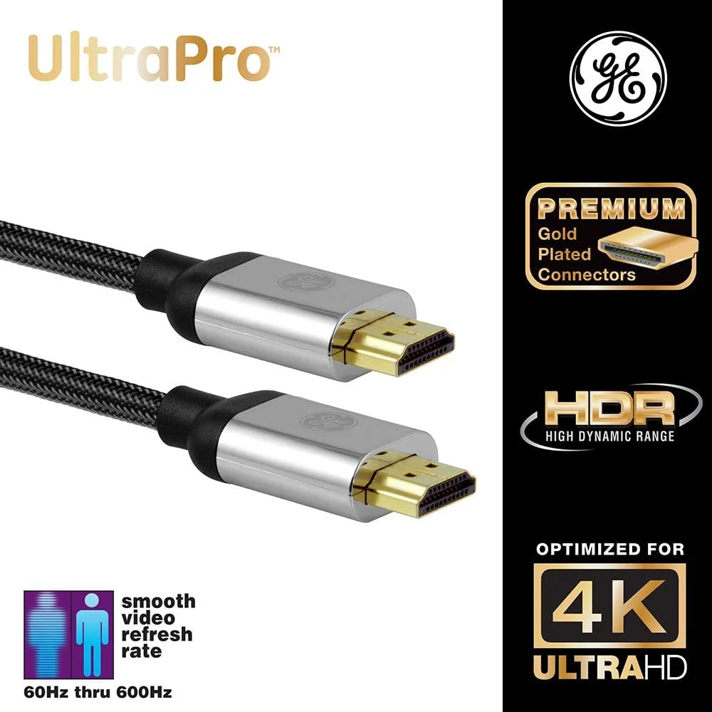 کابل HDMI 4K جنرال الکتریک، 1.8 متری، HDMI 2.0 پرسرعت 18 گیگابیت بر ثانیه با اترنت، 4K 60 هرتز، 1440p 1080p 120 هرتز، HDR، برای تلویزیون های HD، استریمینگ، بلوری، گیمینگ، PS4 Pro PS5 Xbox، 33512 کابل HDMI 4K جنرال الکتریک، 1.8 متری، HDMI 2.0 پرسرعت 18 گیگابیت بر ثانیه با اترنت، 4K 60 هرتز، 1440p 1080p 120 هرتز، HDR، برای تلویزیون های HD، استریمینگ، بلوری، گیمینگ، PS4 Pro PS5 Xbox، 33512