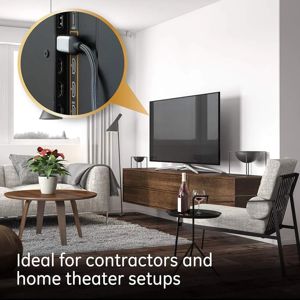 کابل HDMI 4K جنرال الکتریک، 1.8 متری، HDMI 2.0 پرسرعت 18 گیگابیت بر ثانیه با اترنت، 4K 60 هرتز، 1440p 1080p 120 هرتز، HDR، برای تلویزیون های HD، استریمینگ، بلوری، گیمینگ، PS4 Pro PS5 Xbox، 33512 کابل HDMI 4K جنرال الکتریک، 1.8 متری، HDMI 2.0 پرسرعت 18 گیگابیت بر ثانیه با اترنت، 4K 60 هرتز، 1440p 1080p 120 هرتز، HDR، برای تلویزیون های HD، استریمینگ، بلوری، گیمینگ، PS4 Pro PS5 Xbox، 33512