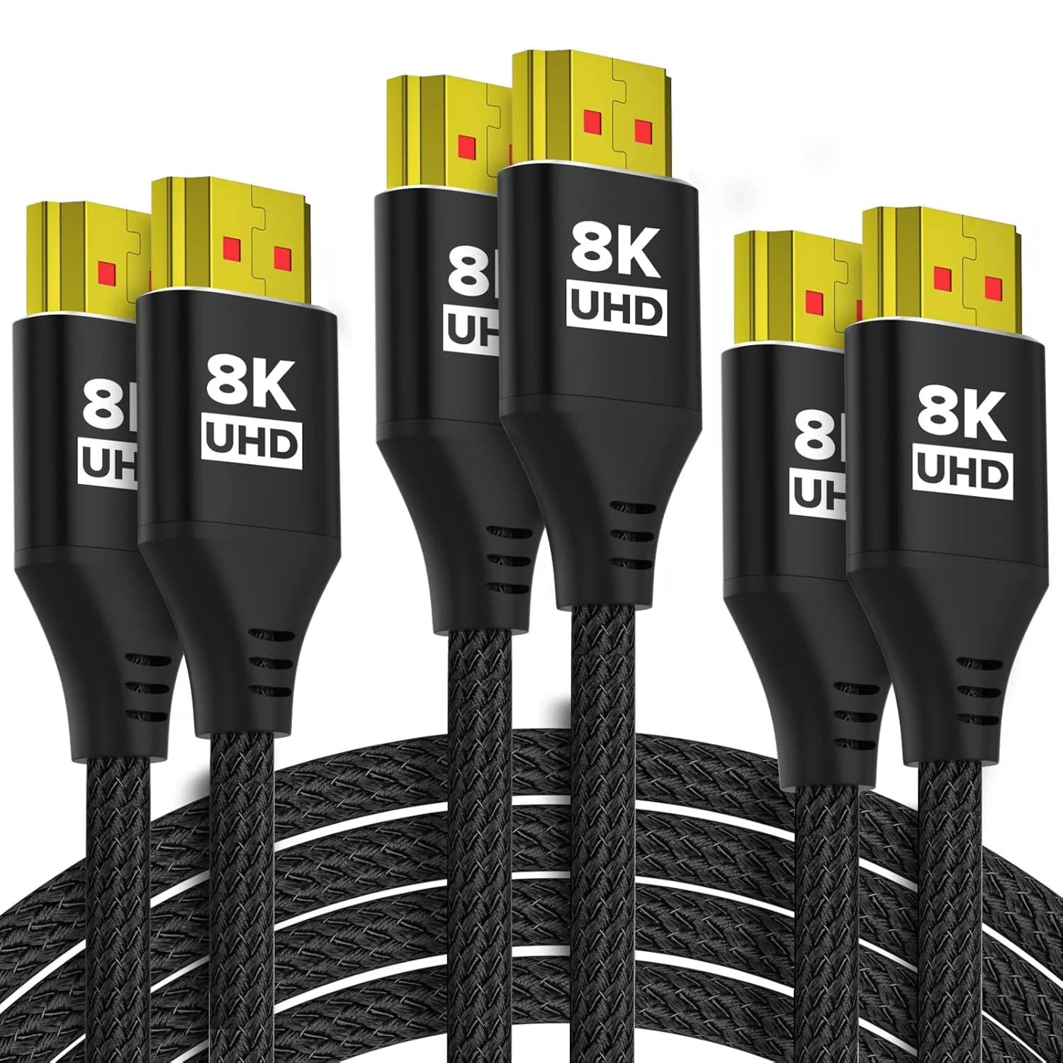 کابل HDMI 10K 8K 4K، 1.5 متری، بسته 3 عددی، کابل بافته شده HDMI با سرعت فوق العاده بالا، پشتیبانی از 4K/120Hz، 8K/60Hz، 48Gbps DTS:X، HDCP 2.2 & 2.3، HDR 10، کابل HDMI 2.1