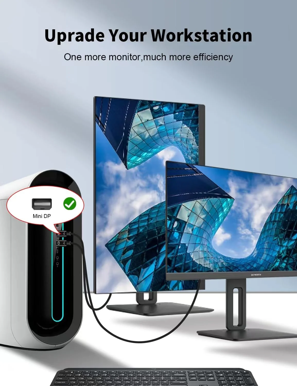 کابل Mini DisplayPort به HDMI 4K UHD طول 3 متر، کابل Thunderbolt به HDMI، سازگار با Mini DP به HDMI برای MacBook Air/Pro، Surface Pro/مانیتور/تلویزیون/پروژکتور و غیره