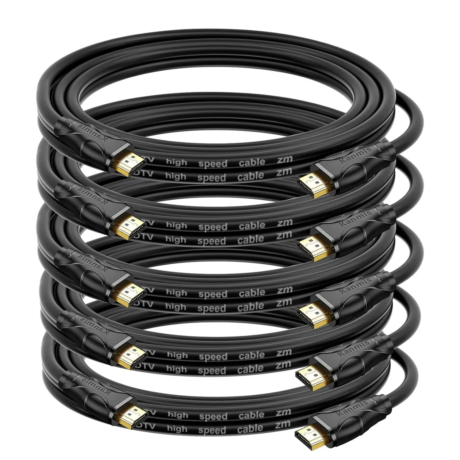 کابل HDMI 8K طول 60 سانتی‌متر، 5 عدد، کابل‌های HDMI 2.1 سرعت بالا و 8K@60Hz 4K@120hz، کانکتورهای روکش طلا با سرعت فوق‌العاده بالا، سازگار با PlayStation Arc PS3 PS4 PC HDTV