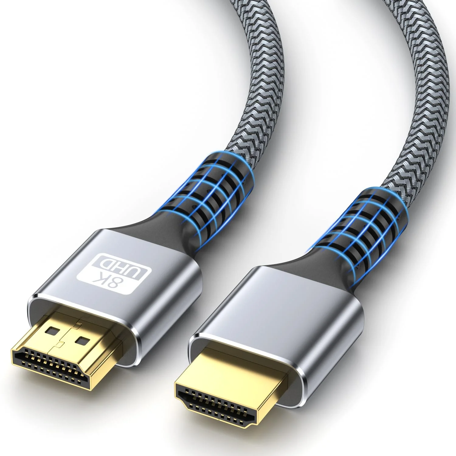 کابل HDMI 8K با سرعت بالا، طول 3 متر، بافت طنابی، 8K@60HZ، 3D ARC Ethernet، مناسب برای تلویزیون UHD، مانیتور، لپ تاپ، Xbox PS4/PS5