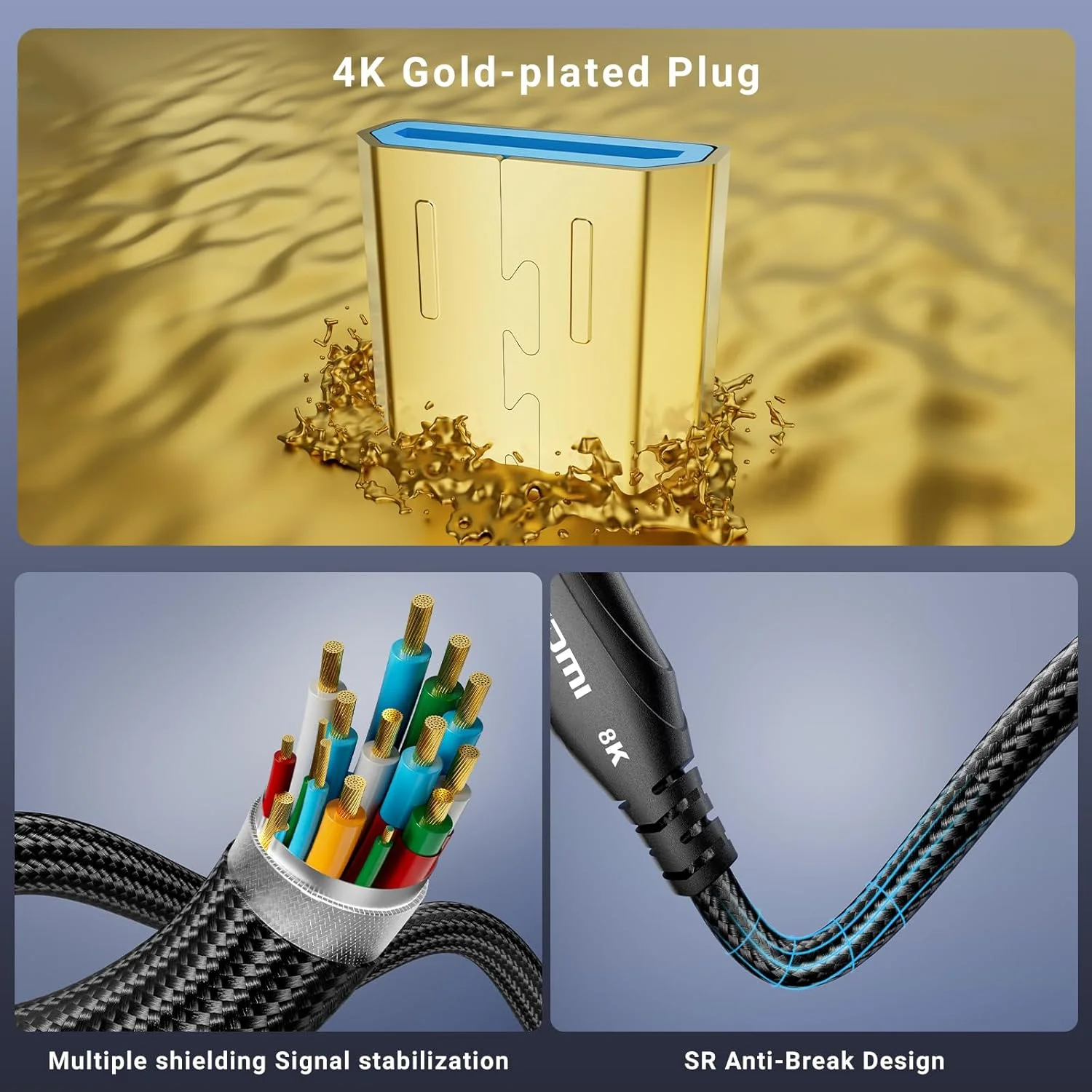 کابل میکرو HDMI به HDMI با کیفیت 8K طول 2 متر، 8K@60Hz، 4K@120Hz، سرعت فوق العاده بالا، پشتیبانی از HDR eARC Dolby، سازگار با GoPro Hero 7 6 5 4، Raspberry Pi 4، دوربین سونی، نیکون