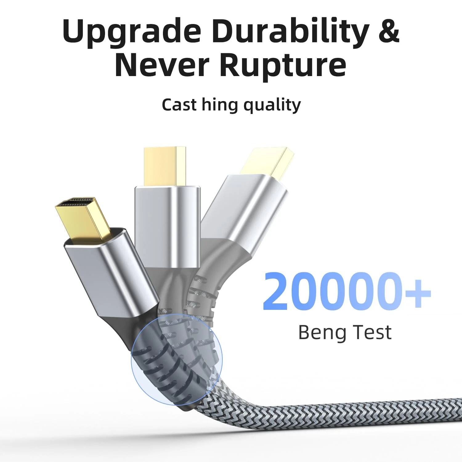 کابل HDMI 4K با طول 15 متر، کابل HDMI 2.0 فوق العاده سریع، 4K@60HZ، سه بعدی ARC، کانکتور با روکش طلا، اترنت، انتقال صدا و تصویر، مناسب برای تلویزیون UHD، مانیتور، لپ تاپ، ایکس باکس، PS4/PS5، Roku TV و غیره (نقره ای)