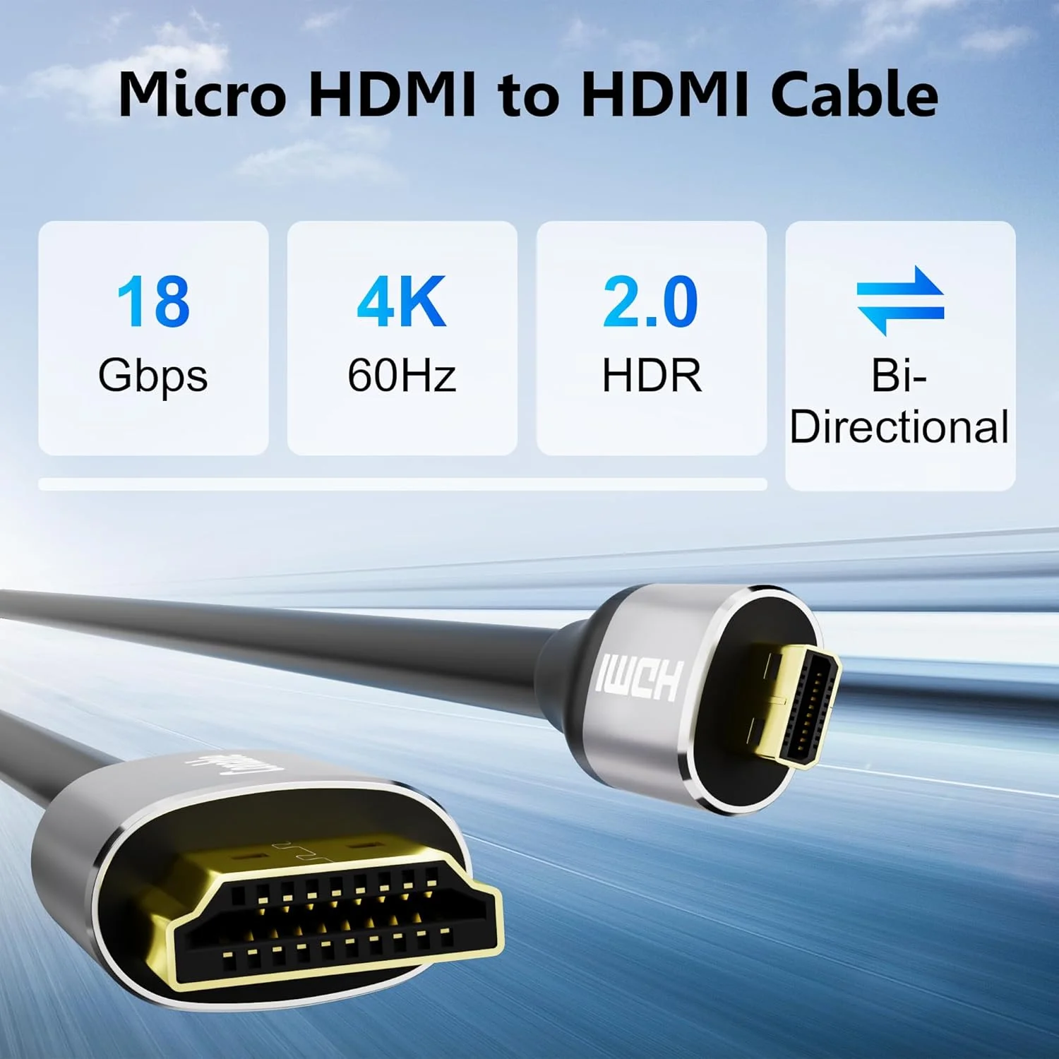 کابل میکرو HDMI به HDMI طول 6 متر، کابل پرسرعت HDMI به میکرو HDMI، پشتیبانی از 4K@60Hz HDR ARC، سازگار با دوربین های ورزشی، رزبری پای 4، دوربین سونی، نیکون، یوگا