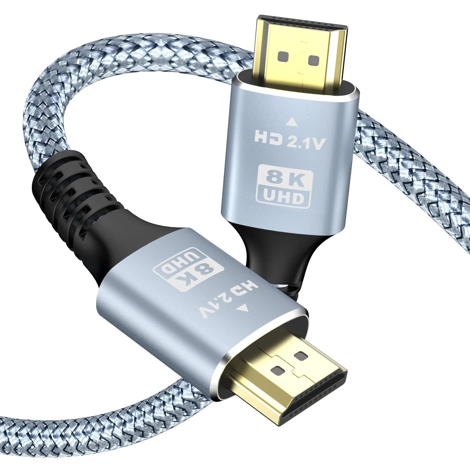 کابل HDMI 8K 10K 4K با سرعت 48Gbps، بسته 2 عددی 5 متری، کابل بافته شده HDMI با سرعت فوق العاده بالا - 4K@120Hz 8K@60Hz، DTS:X، HDCP 2.2 & 2.3، HDR 10 سازگار برای Roku TV/PS5/HDTV/Blu-ray