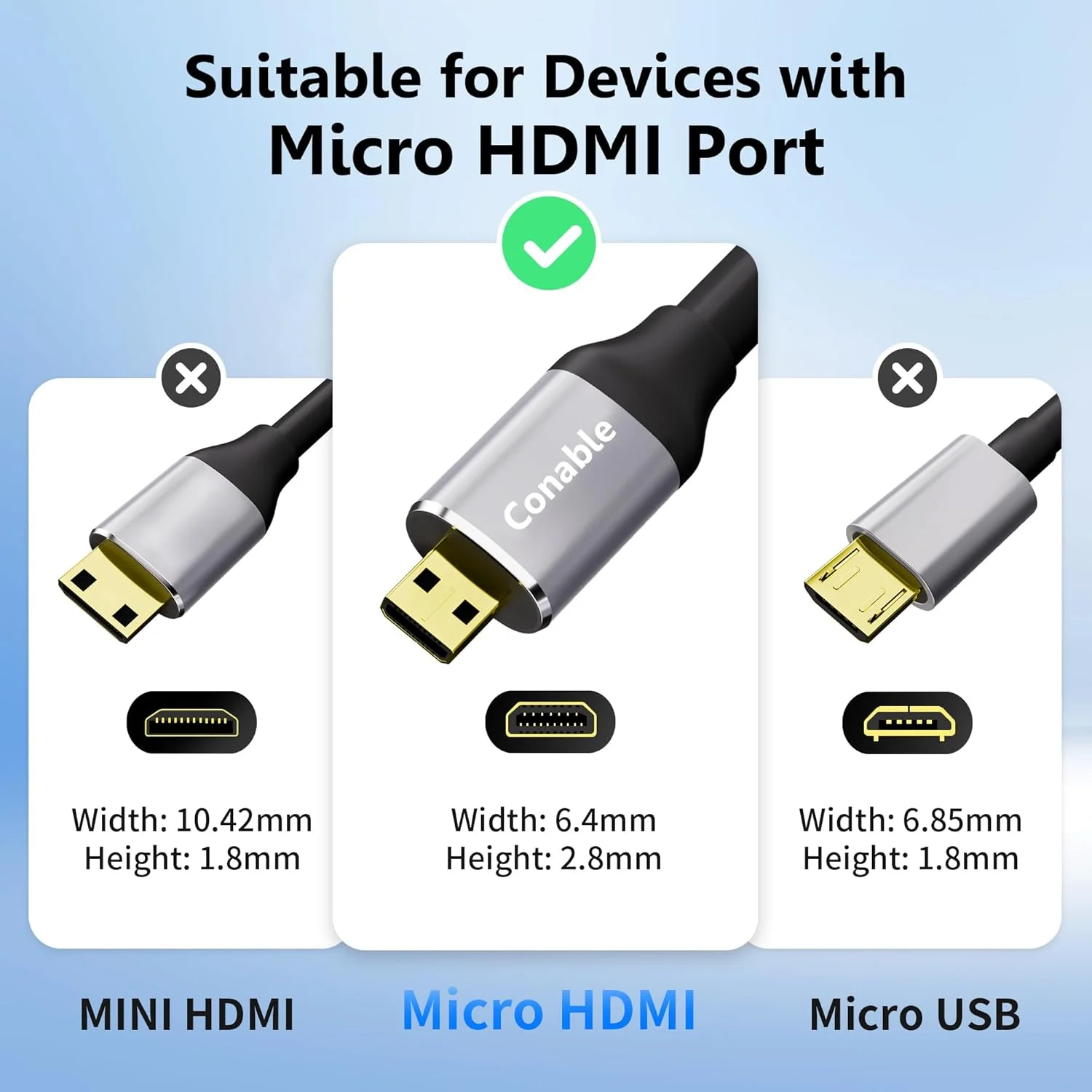 کابل میکرو HDMI به HDMI طول 6 متر، کابل پرسرعت HDMI به میکرو HDMI، پشتیبانی از 4K@60Hz HDR ARC، سازگار با دوربین های ورزشی، رزبری پای 4، دوربین سونی، نیکون، یوگا