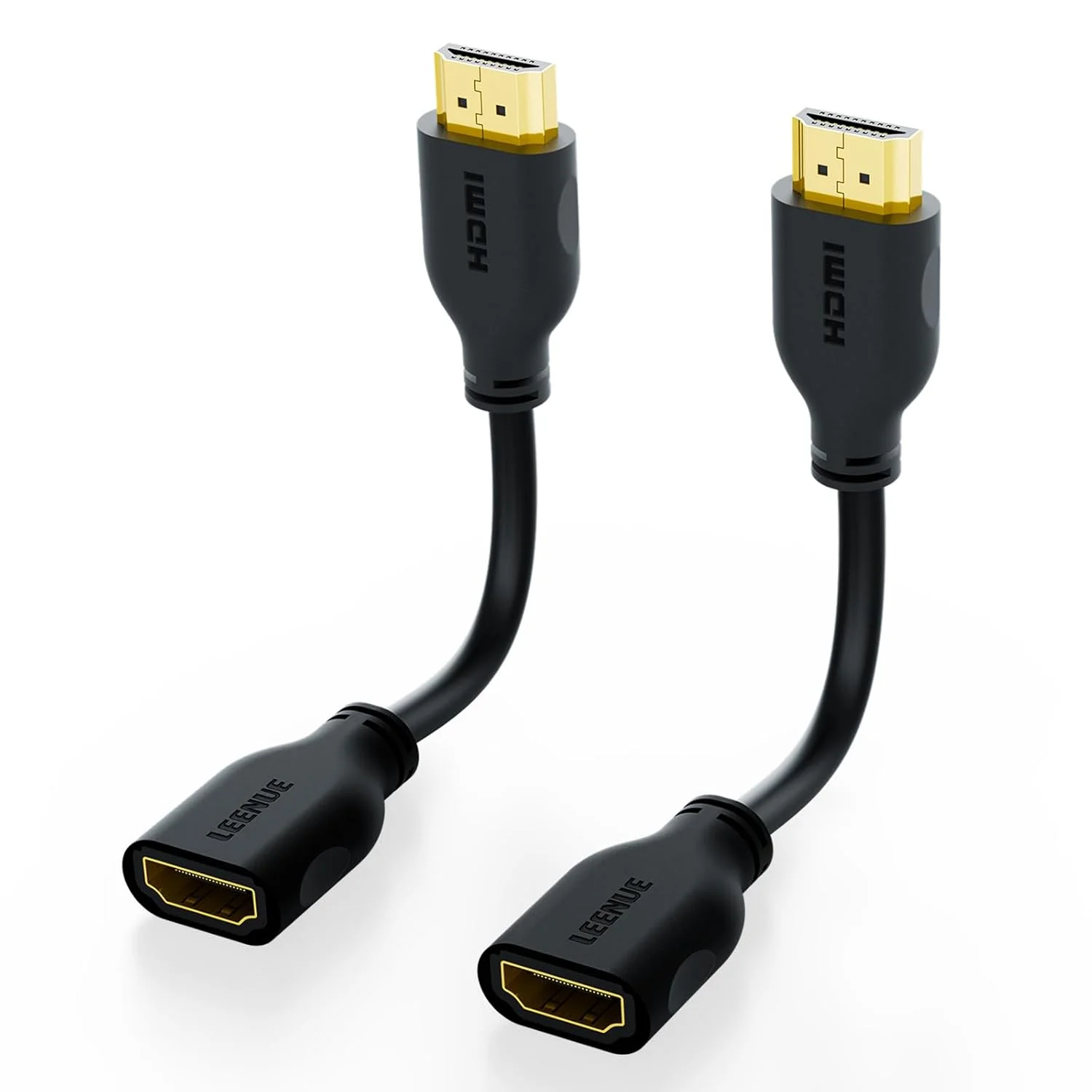 کابل افزایش طول HDMI، آداپتور نر به ماده، کابل کوتاه افزایش طول HDMI، پشتیبانی از 4K 3D سازگار با Roku TV Stick لپ تاپ PC Nintendo Switch Blu Ray Player Google Chromecast HDTV، بسته 2 عددی