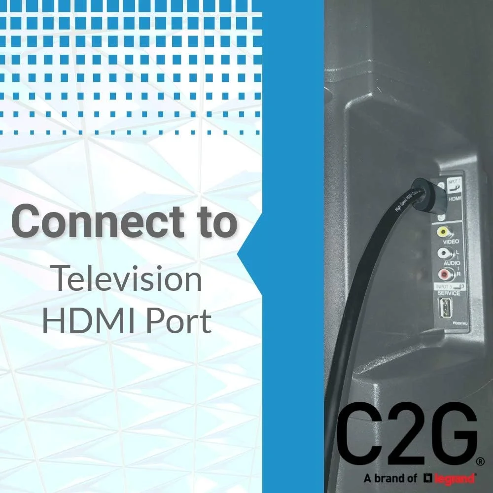لگراند - کابل اترنت C2G، کابل HDMI پرسرعت 4K، کابل HDMI مشکی مناسب نصب داخل دیوار، کابل HDMI 60 هرتز، کابل HDMI 5 فوت، 1 عدد، C2G 50626