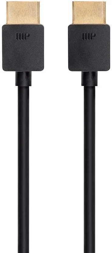 کابل HDMI باریک مونوپرایس 8K با سرعت فوق العاده بالا - HDMI 2.1، 8K@60Hz، 4K@120Hz، 48 گیگابیت بر ثانیه، HDR، VRR، طول 0.6 متر، مشکی