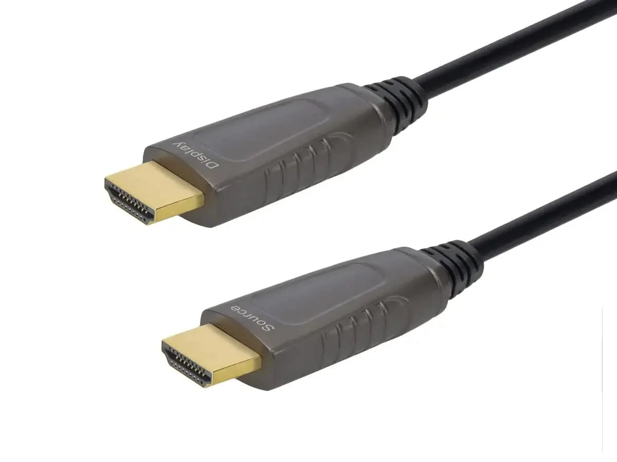 کابل فیبر نوری HDMI مونوپرایس 8K با سرعت فوق العاده بالا - HDMI 2.1، 8K@60Hz، 4K@120Hz، 48Gbps، HDR، VRR، کابل نوری فعال (AOC)، دارای رتبه CMP Plenum، 15 متر، مشکی