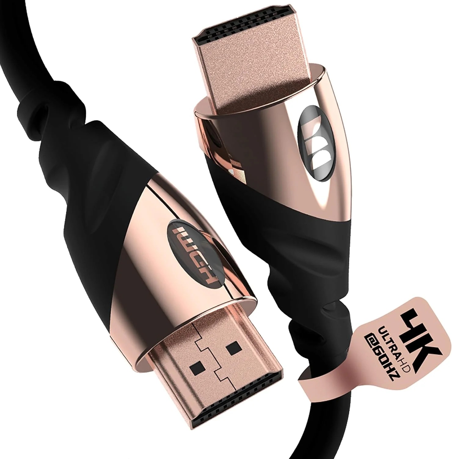 کابل HDMI رزگلد مانستر 4K Ultra HD — مناسب برای Xbox Series X، PlayStation 5، Nintendo، Apple TV — دارای اتصالات طلای 24K، سرعت بالا 21 گیگابیت بر ثانیه، 60/120 هرتز، پوشش Duraflex (1.2 متر)