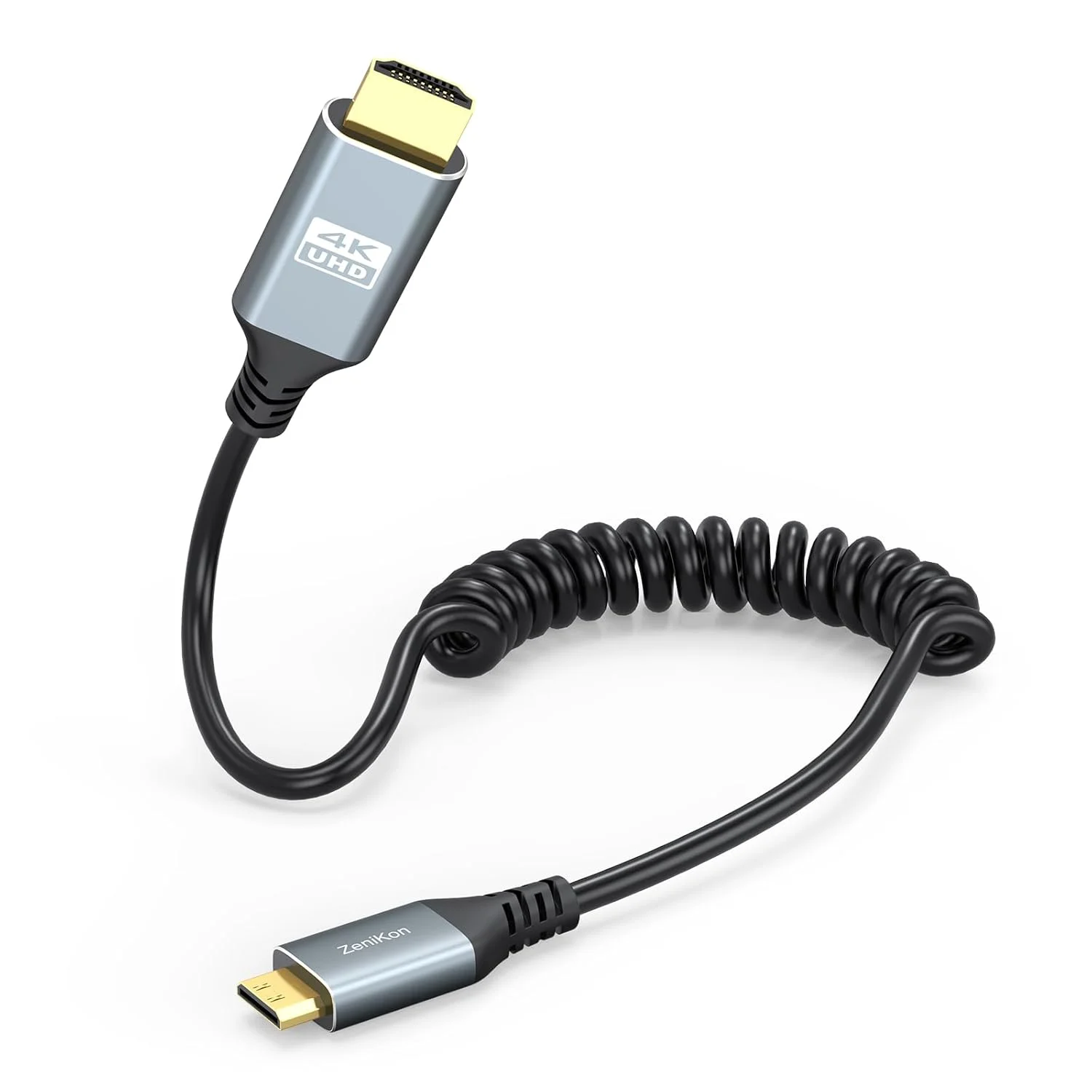 کابل فنری مینی HDMI به HDMI با طول 30 تا 90 سانتی متر برای مانیتورهای صحرایی دوربین، کابل کوتاه فنری HDMI به مینی HDMI [بدنه آلومینیومی] 4K@60Hz، 2K، 1080P، HDR، ARC برای دوربین های DSLR، مانیتور قابل حمل، لپ تاپ