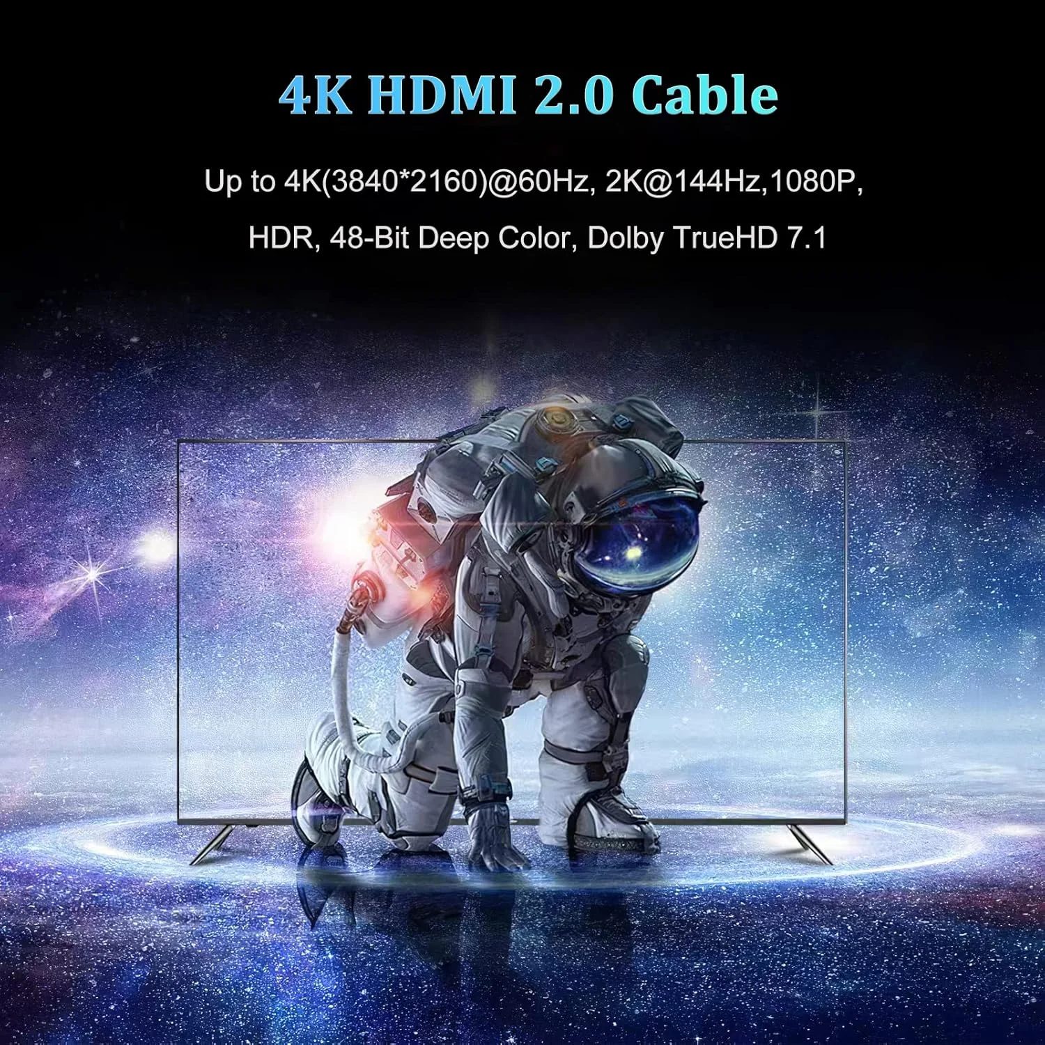 کابل کوتاه HDMI یک فوتی، بسته دو عددی، کابل HDMI به HDMI پرسرعت 1 فوتی 2.0، پشتیبانی از 4K@60Hz، 2K، 1080P، HDCP 2.2، HDR، 3D، ARC و اترنت