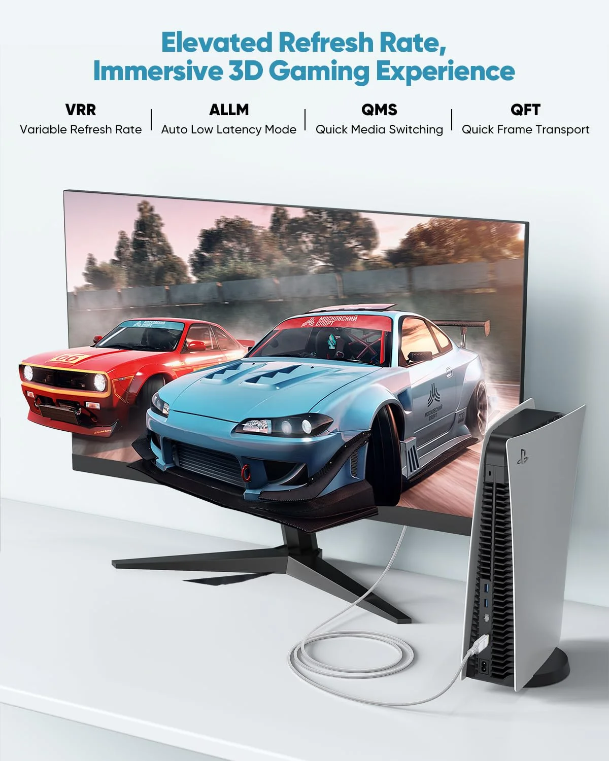 کابل HDMI سفید 8K، طول 3 متر، سرعت فوق العاده بالای 48 گیگابیت بر ثانیه، کابل HDMI 2.1 بافته شده eARC با رزولوشن 8K@60Hz، 4K@120Hz، HDR10+، Dolby، 3D، HDCP2.3 برای لپ تاپ/مانیتور/HDTV/ساندبار/Blu-ray/PS5/Xbox