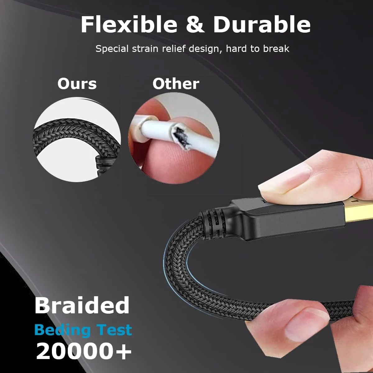 کابل DisplayPort به HDMI با کیفیت 4K، طول 1.2 متر، روکش نایلونی بافته شده، آداپتور کابل DP به HDMI نر به نر، سرعت بالا، سازگار با Dell، HP، Insignia، Samsung و غیره - یک طرفه