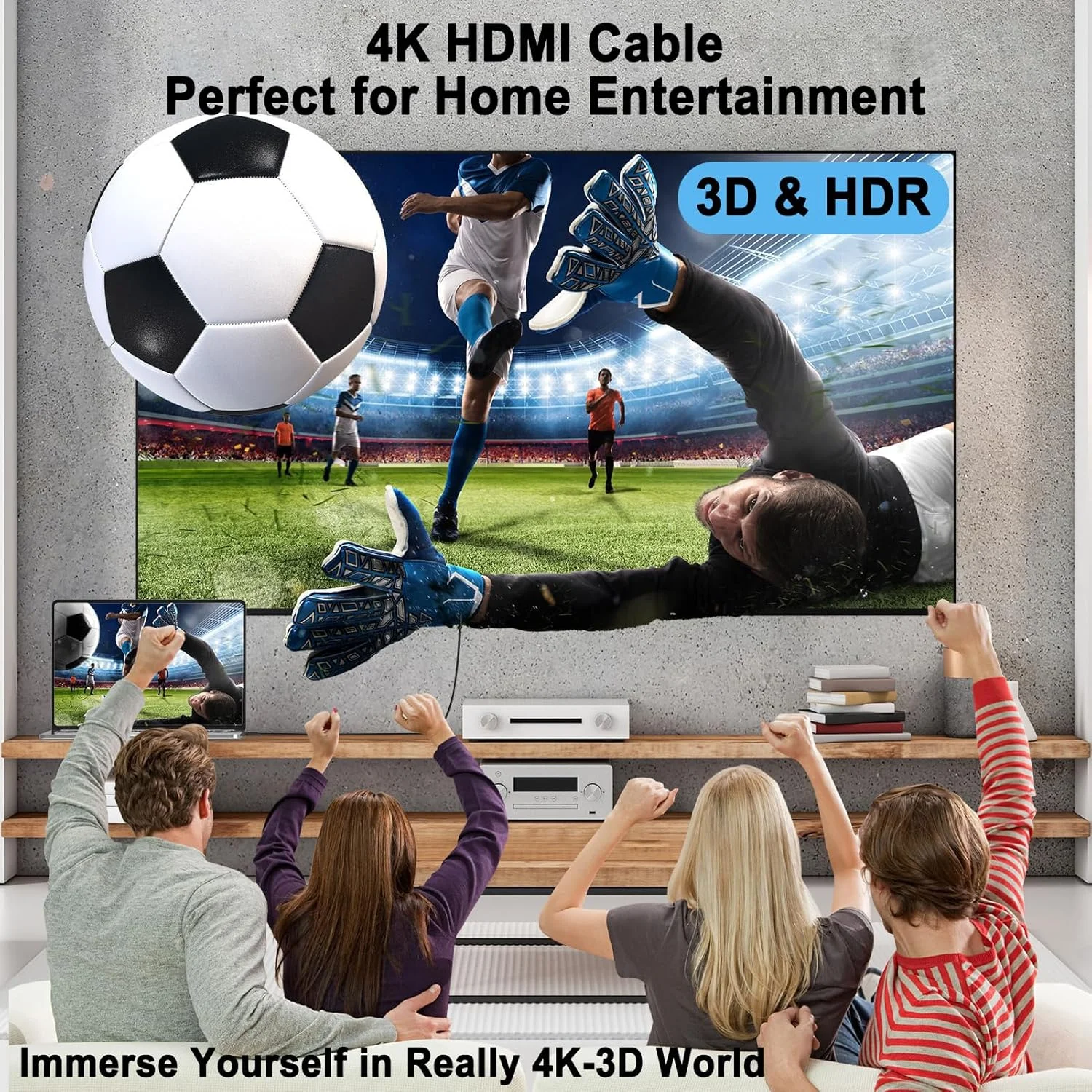 کابل HDMI سه فوتی (بسته 10 عددی) مشکی، کابل HDMI سه فوتی با سرعت بالا و محافظ دار، HDMI به HDMI 2.0 با رزولوشن 4K@60Hz/2K@144Hz/1080P، HDCP 2.2، HDR، ARC برای لپ تاپ، مانیتور، KVM، اسپلیتر، PS5، PS4، Xbox، ساندبار