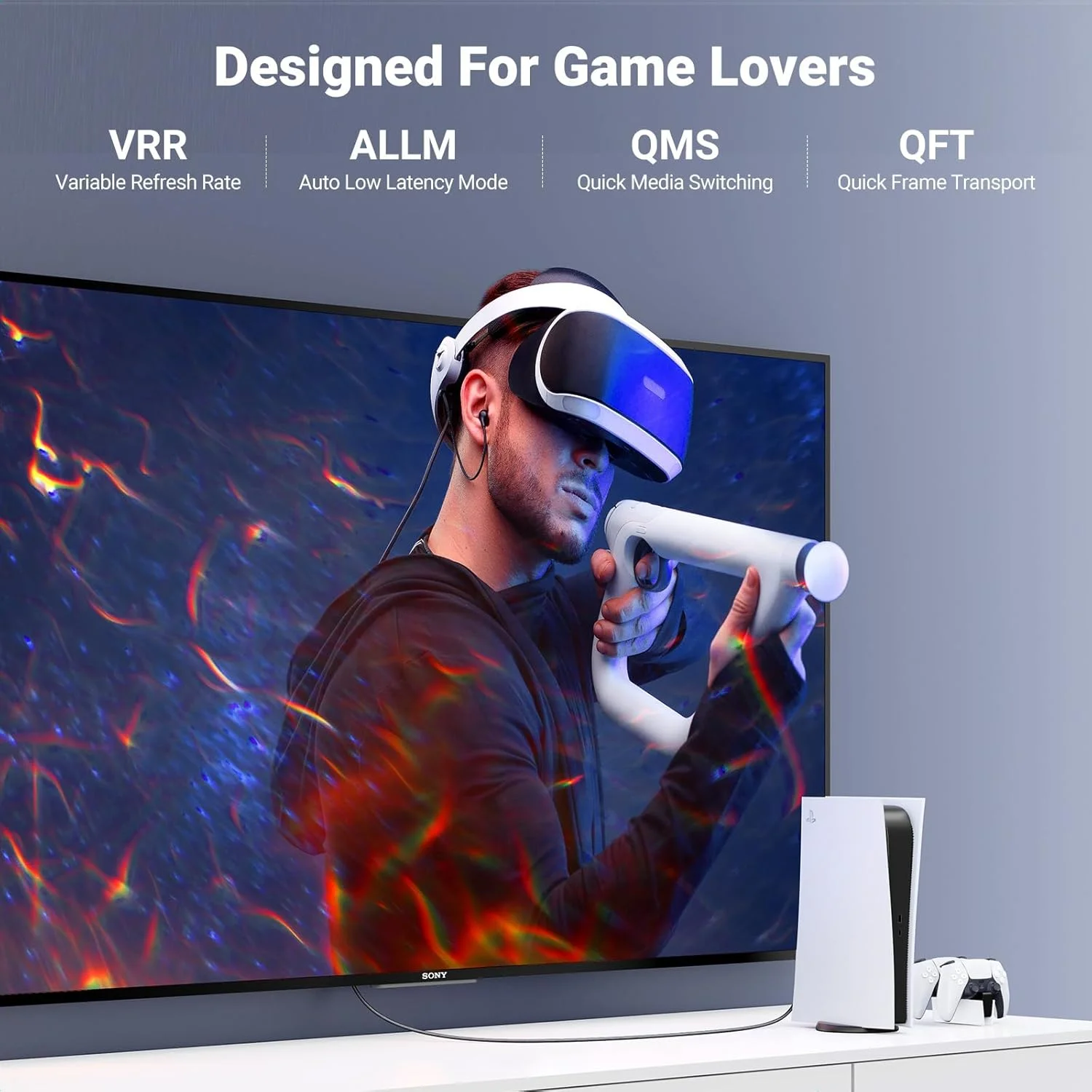 کابل HDMI 2.1 یوگرین 8K تایید شده 2 متری، کابل HDMI فوق العاده سریع 10K با سرعت 4K 240Hz 48Gbps HDCP 2.2&2.3 eARC HDR Dolby سازگار برای PS5 Xbox Series X/Switch 2/Roku TV/Laptop/Monitor/Mac mini M4 Pro