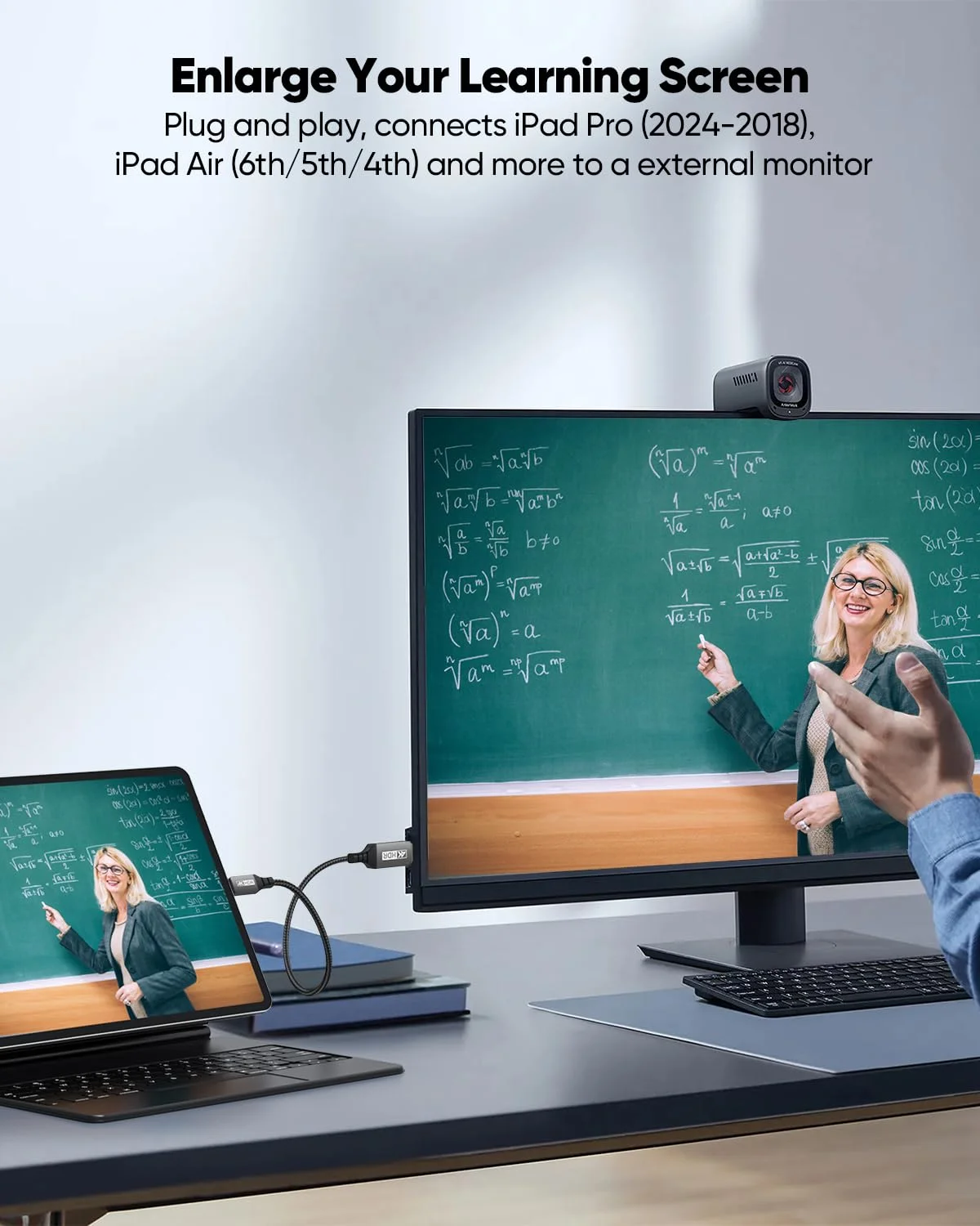 کابل کوتاه USB-C به HDMI طول 30 سانتی متر، [4K@60Hz] کابل USBC به HDMI سازگار با Thunderbolt 3/4/5، سری iPhone 17/16/15/MacBook Pro Air/Mac mini 2024/iPad Pro/Pixel/Galaxy S25