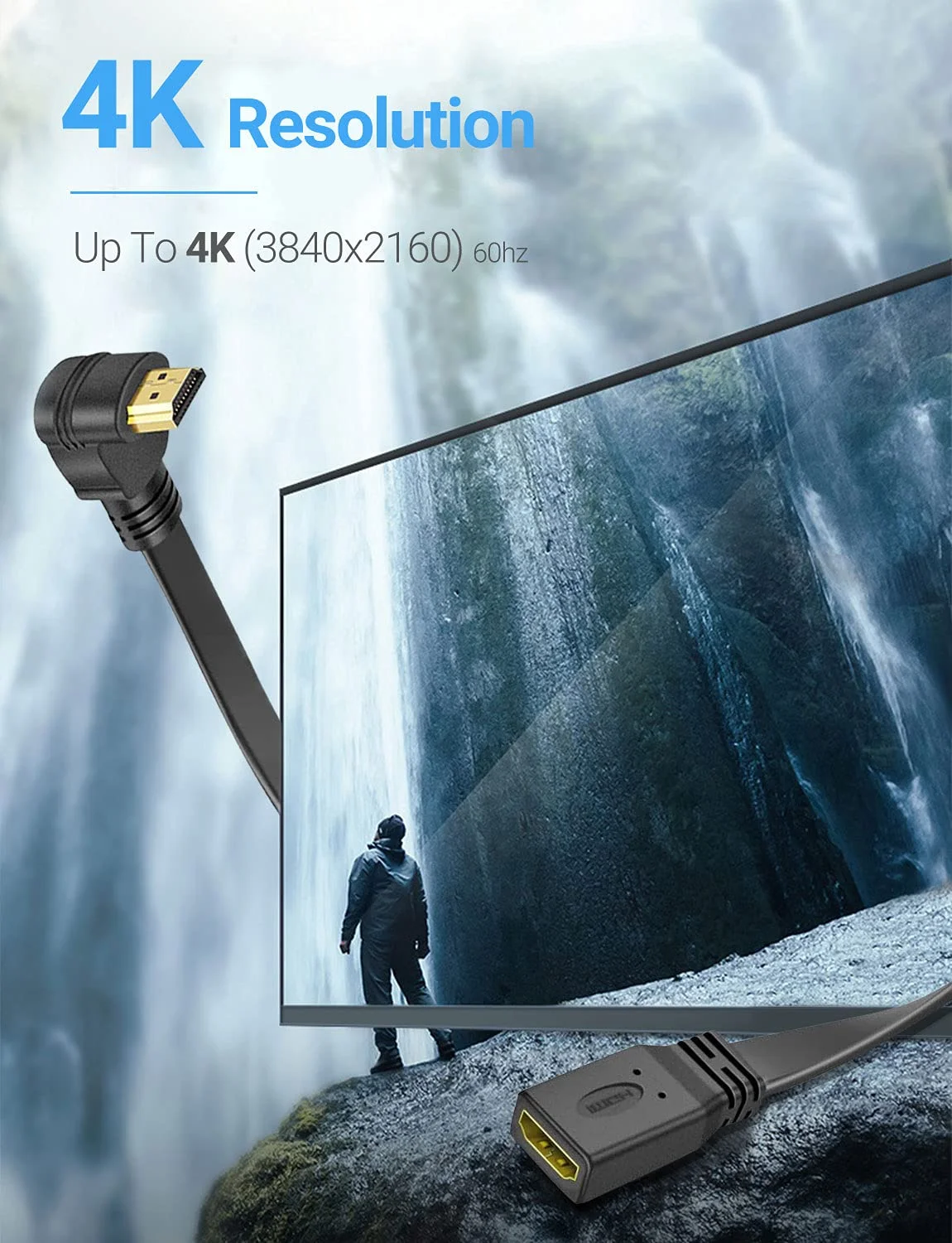 کابل افزایش طول HDMI با سرعت بالا، زاویه 90 درجه رو به پایین، نر به ماده - با روکش طلا (30 سانتی متر) کابل افزایش طول HDMI با سرعت بالا، زاویه 90 درجه رو به پایین، نر به ماده - با روکش طلا (30 سانتی متر)